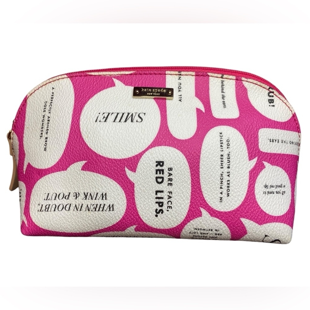 NWT Kate Spade Pink & White Speech Bubble Cosmetic Pouch